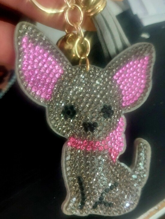 Accessories - Crystal Chihuahua Keychain with Pink Accents